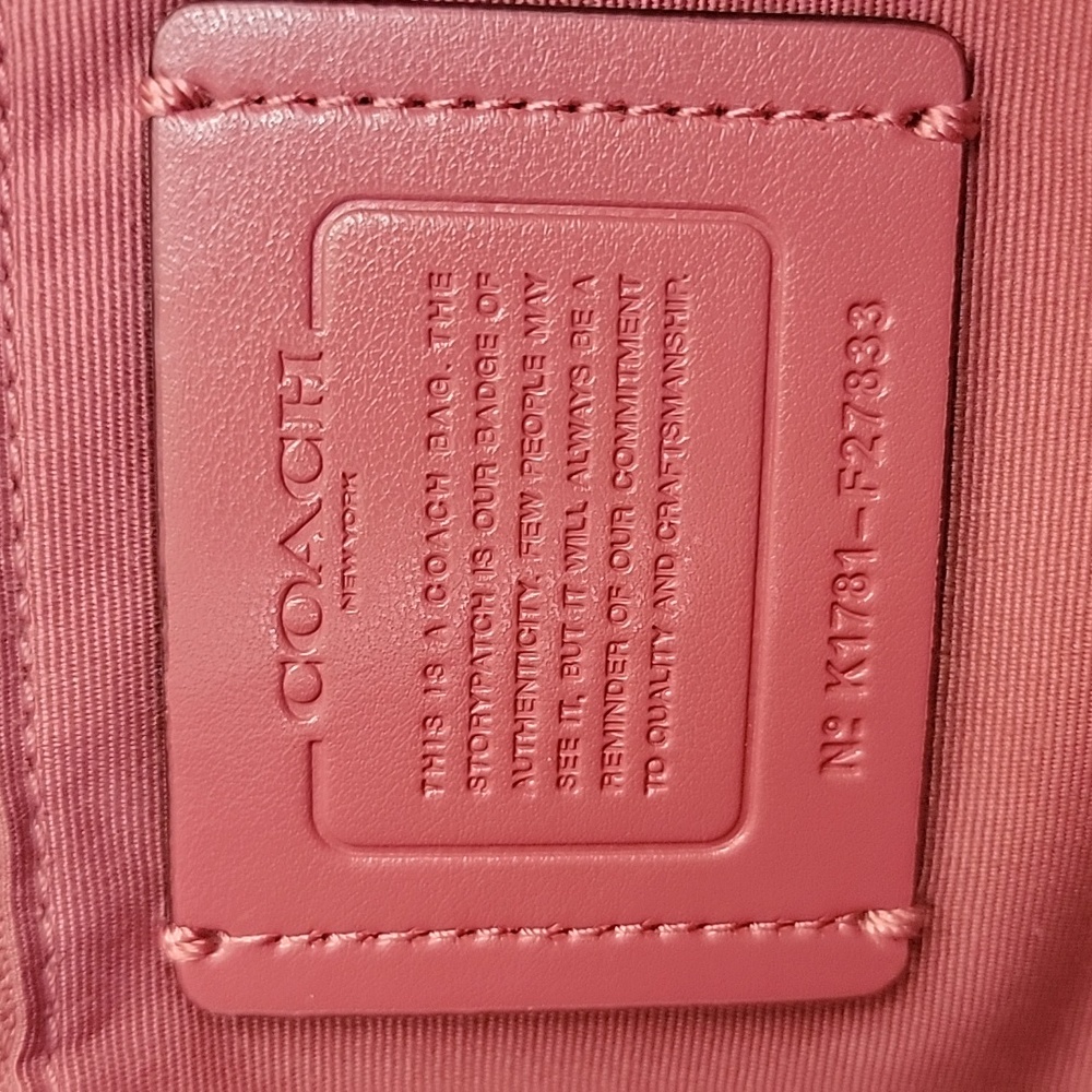 COACH Lexy Large Pink Rose Pebbled Leather Suede Double Handle Shoulder‎ Bag - Picture 6 of 13